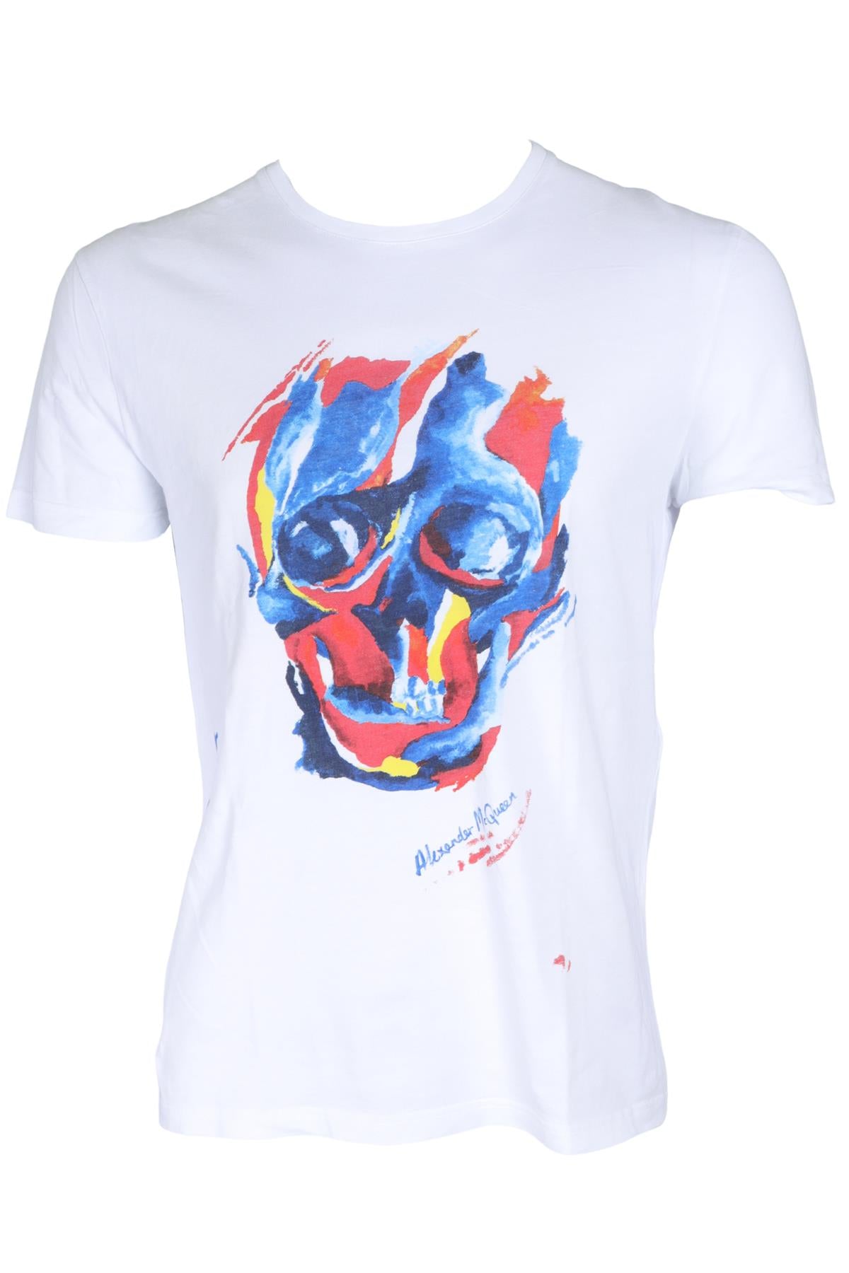 ALEXANDER MCQUEEN WHITE MEN'S COTTON T-SHIRT SMALL