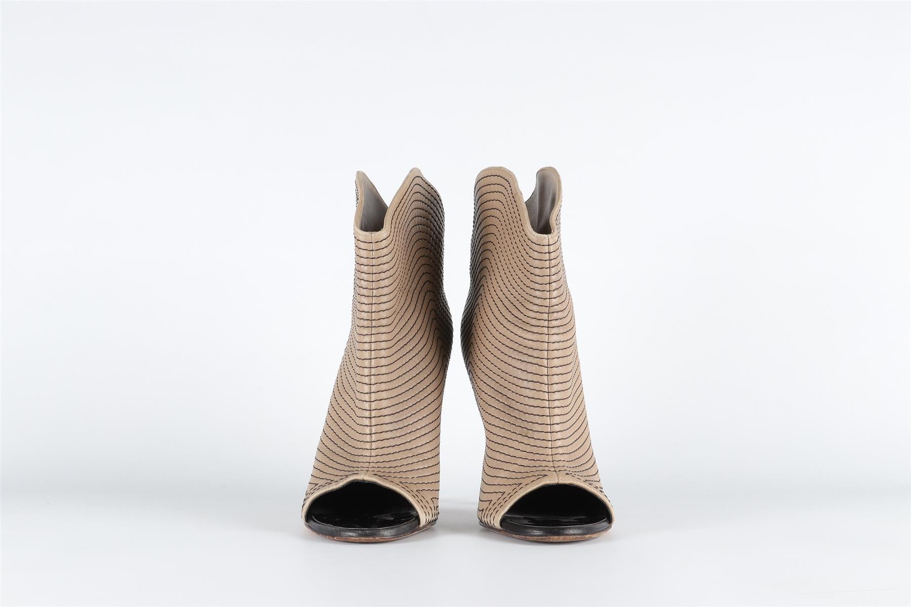 GIUSEPPE ZANOTTI TAUPE LEATHER ANKLE BOOTS EU 38.5 UK 5.5 US 8.5