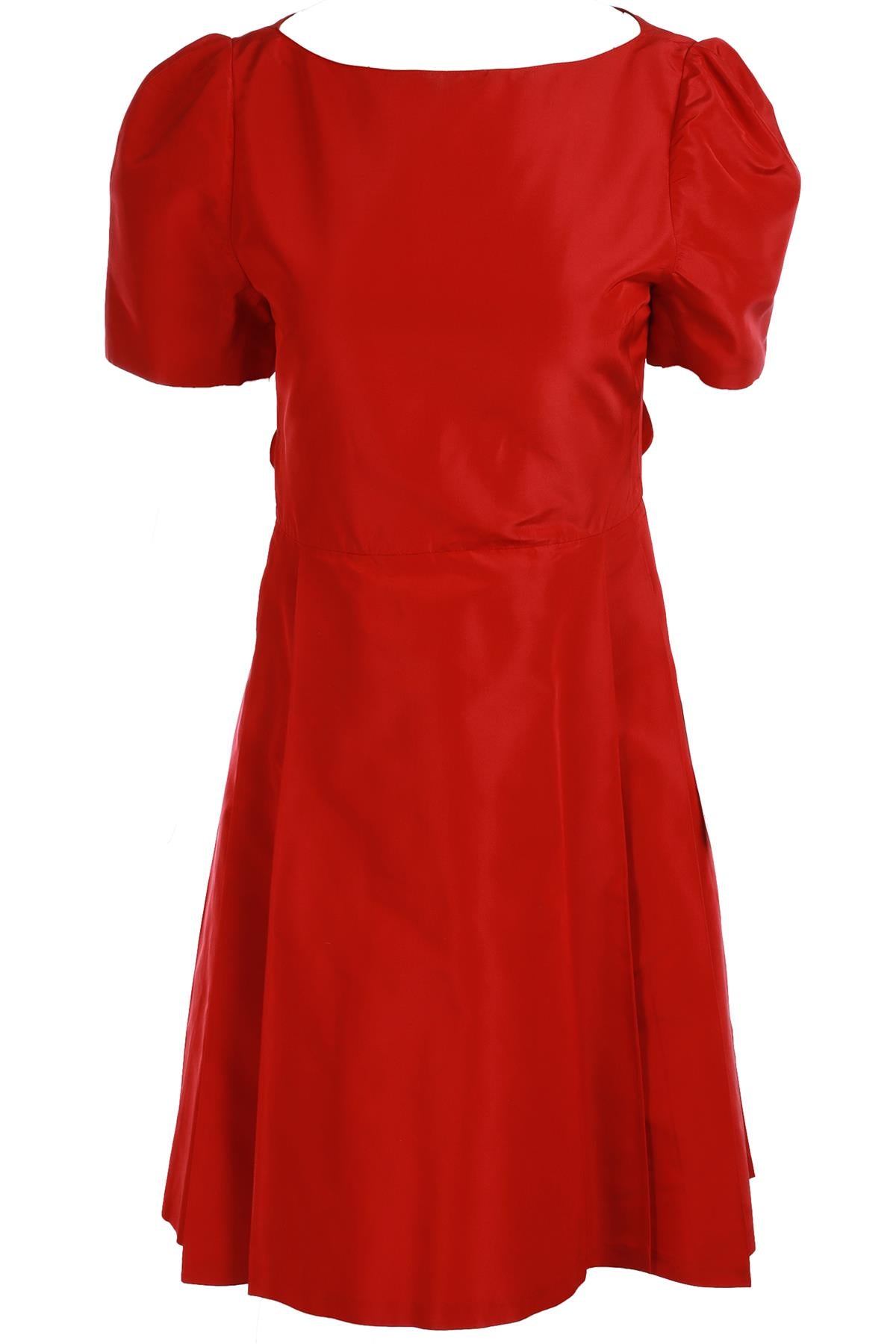 PRADA RED SILK MIDI DRESS IT 42 UK 10