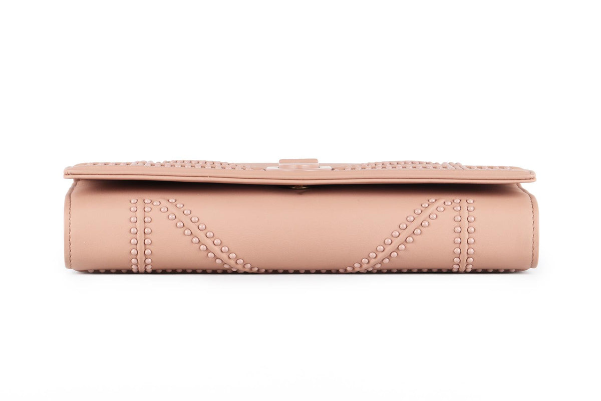 CHRISTIAN DIOR PINK DIORAMA CROISIERE LEATHER WALLET ON CHAIN