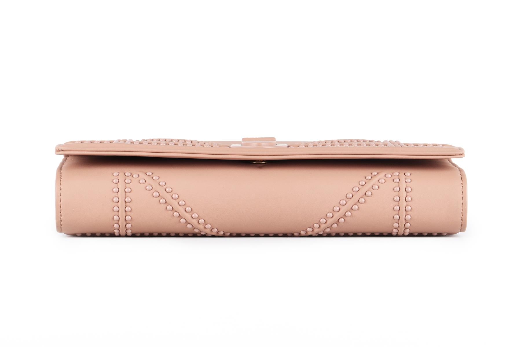 CHRISTIAN DIOR PINK DIORAMA CROISIERE LEATHER WALLET ON CHAIN