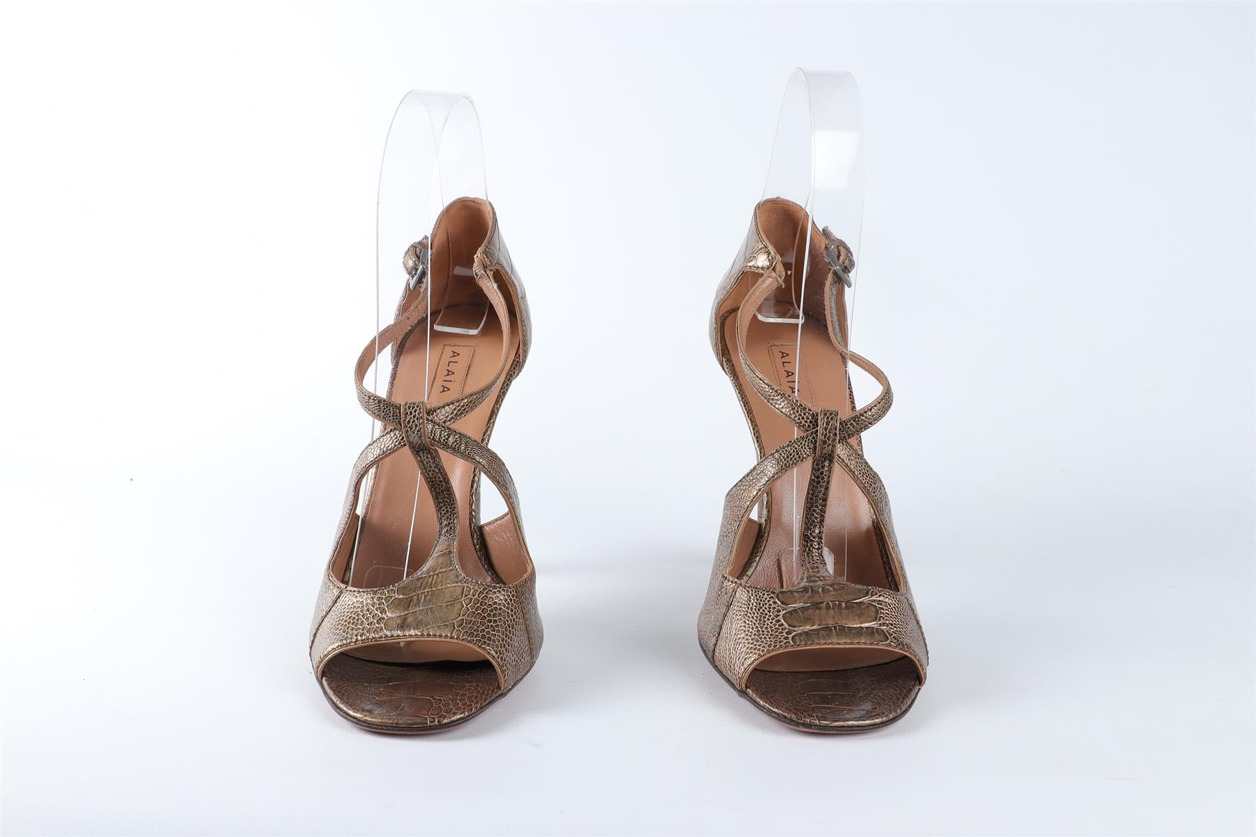 ALAÏA BRONZE LEATHER SANDALS EU 36.5 UK 3.5 US 6.5