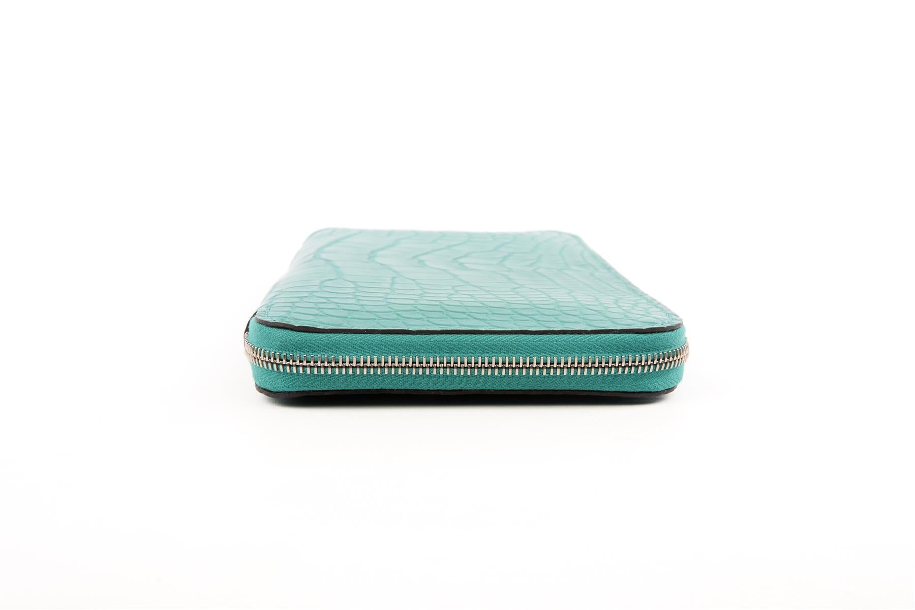 HERMÈS TURQUOISE 2017 AZAP CLASSIC MATTE ALLIGATOR MISSISSIPPIENSIS WALLET