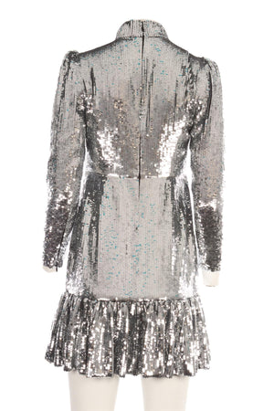 MICHAEL MICHAEL KORS SILVER SEQUIN MINI DRESS US 2 UK 6