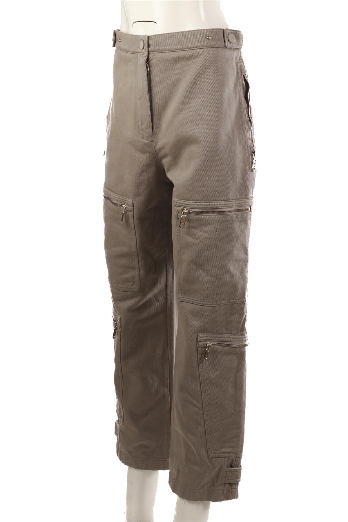 FENDI GREY COTTON CARGO PANTS IT 40 UK 8
