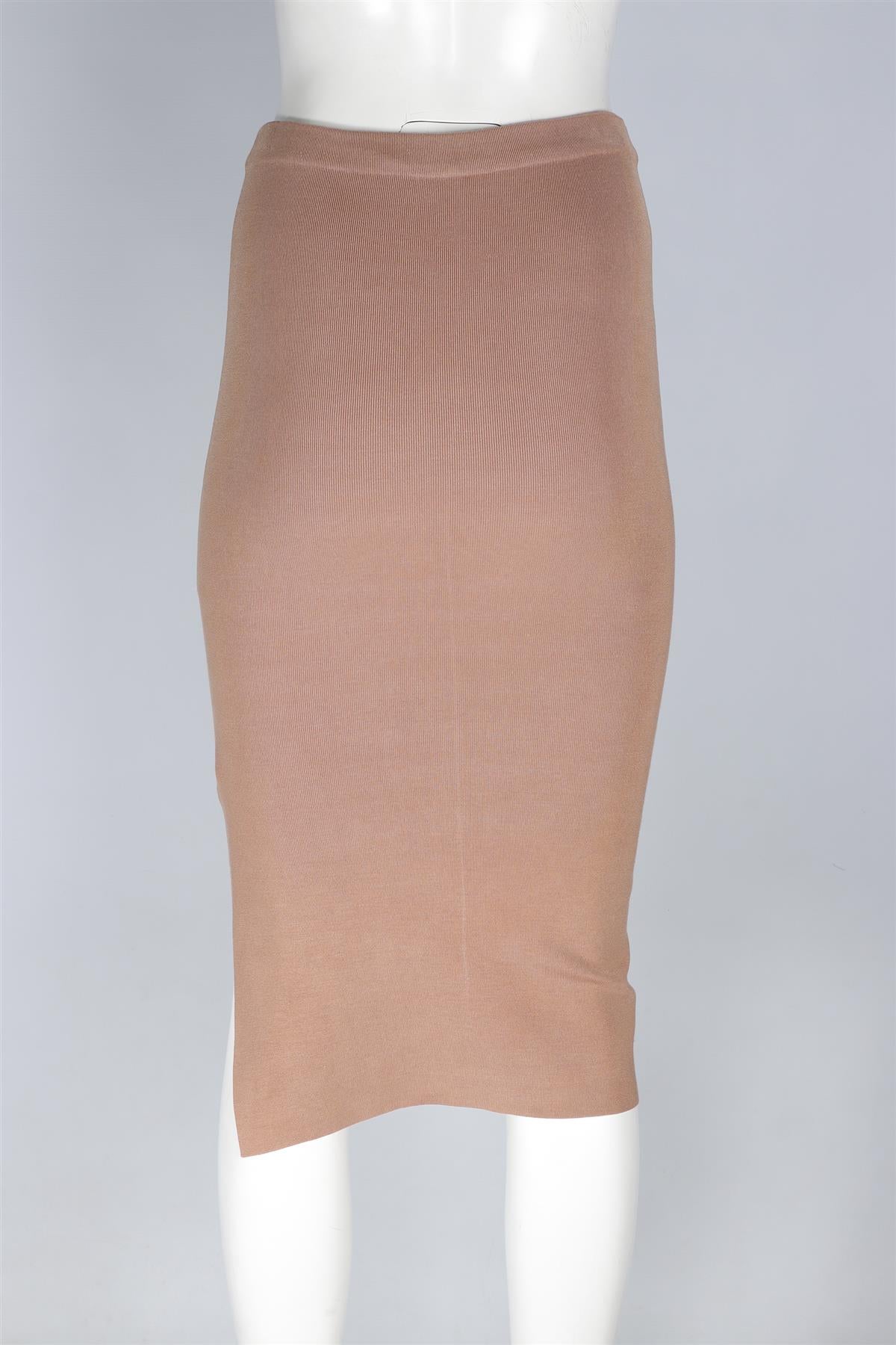 JOSEPH BEIGE SILK MIDI SKIRT XSMALL