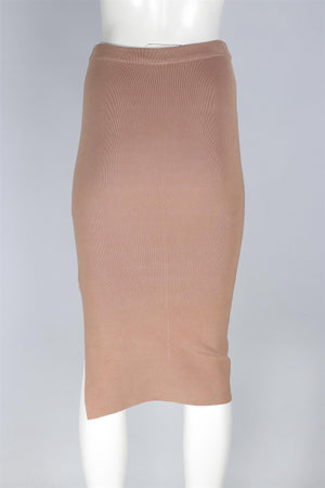 JOSEPH BEIGE SILK MIDI SKIRT XSMALL