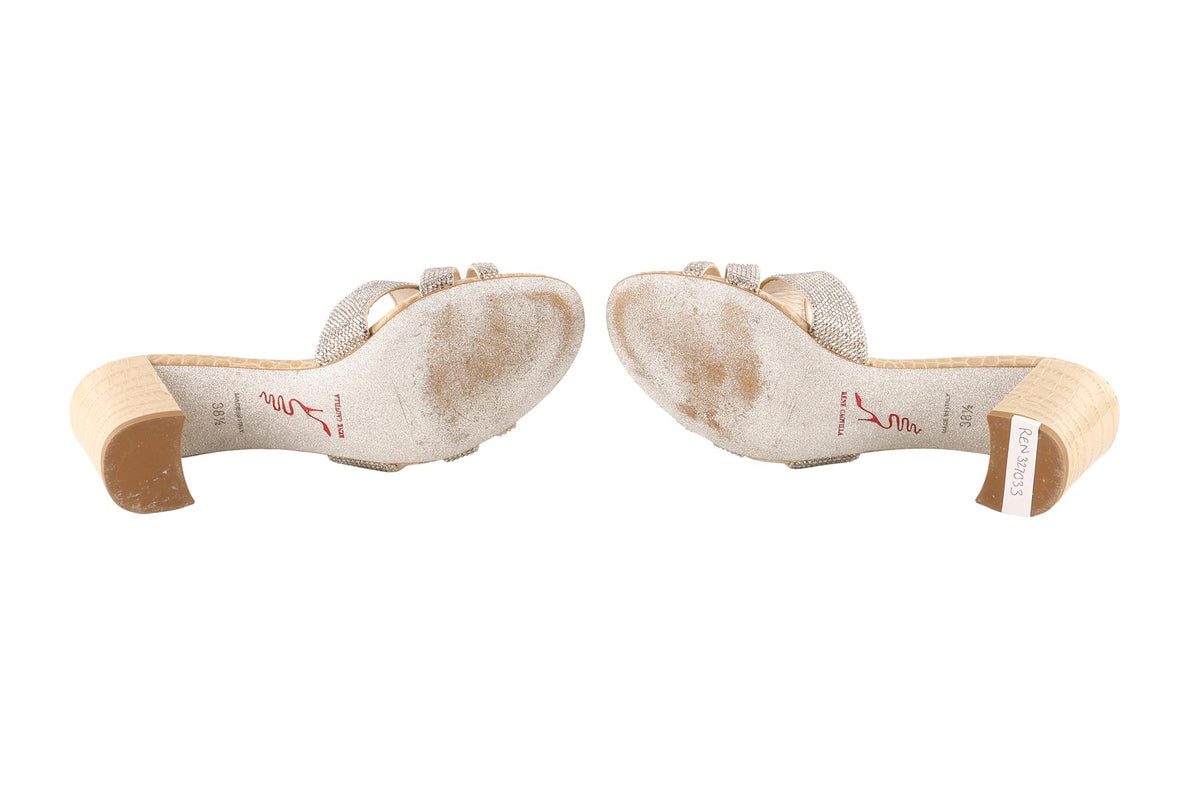 RENÉ CAOVILLA BEIGE LEATHER MULES EU 38.5 UK 5.5 US 8.5
