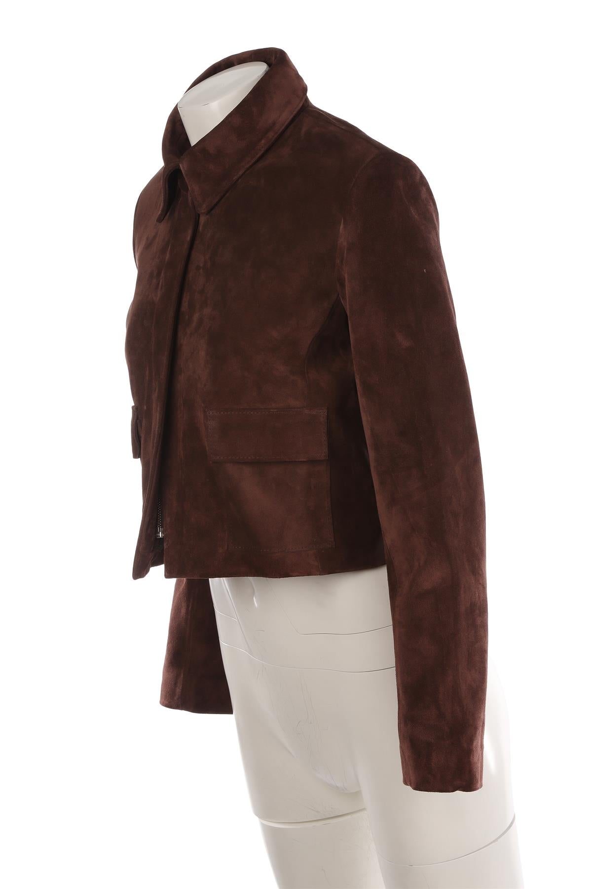 NOUR HAMMOUR BROWN SUEDE JACKET IT 36