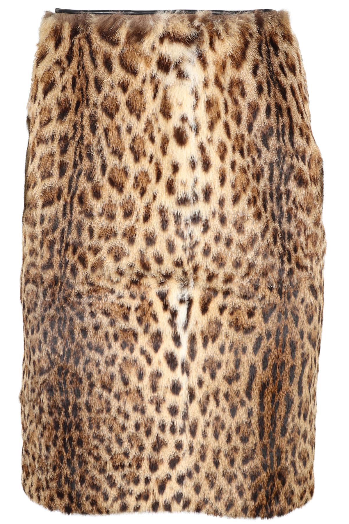 ROBERTO CAVALLI BROWN VINTAGE FUR MINI SKIRT SMALL