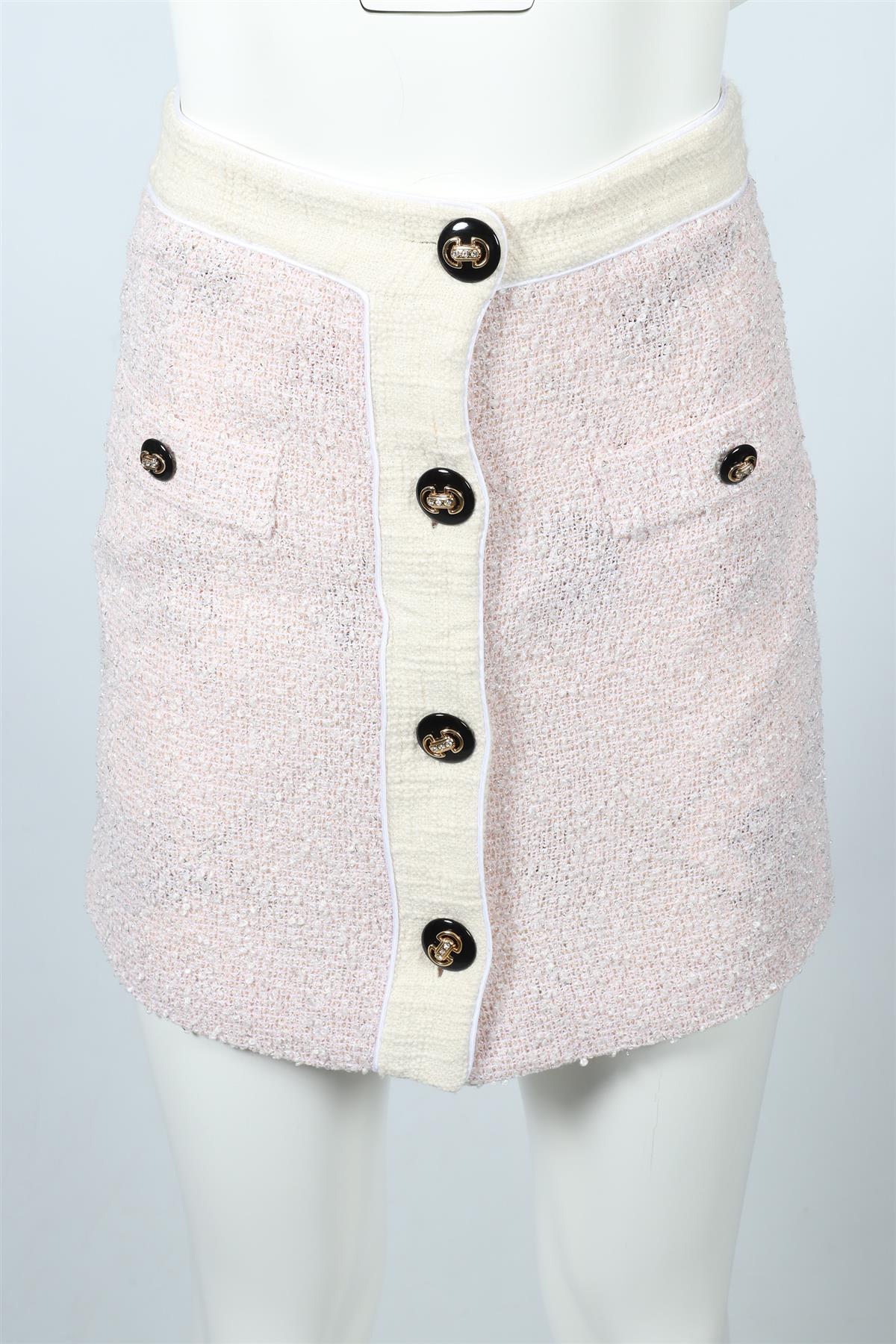 ALESSANDRA RICH PINK TWEED COTTON BLEND MINI SKIRT IT 38 UK 6