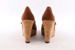 CHRISTIAN LOUBOUTIN BROWN SUEDE WEDGES EU 40 UK 7 US 10