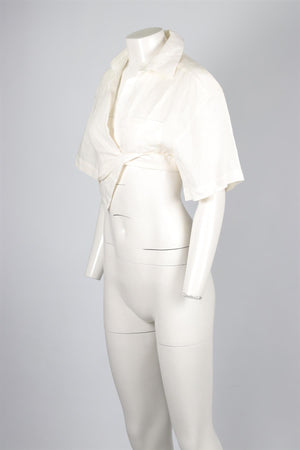 JACQUEMUS WHITE CROPPED LINE TOP FR 36 UK 8