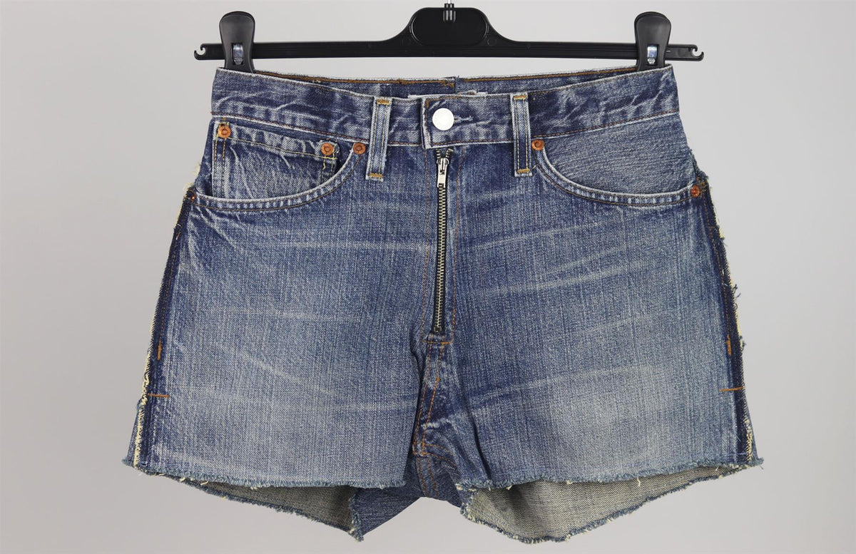 RE/DONE DISTRESSED HIGH WAISTED DENIM SHORTS W24 UK 6
