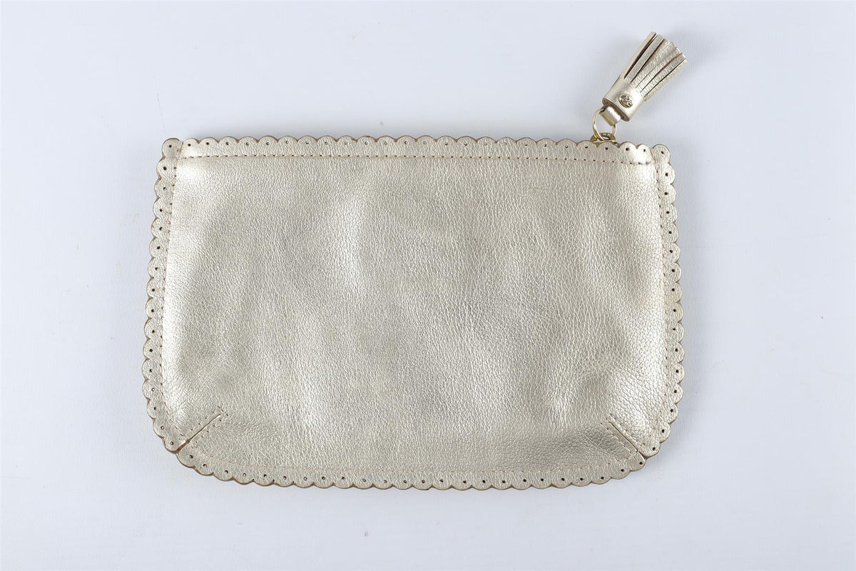 ANYA HINDMARCH GOLD SMALL LEATHER POUCH