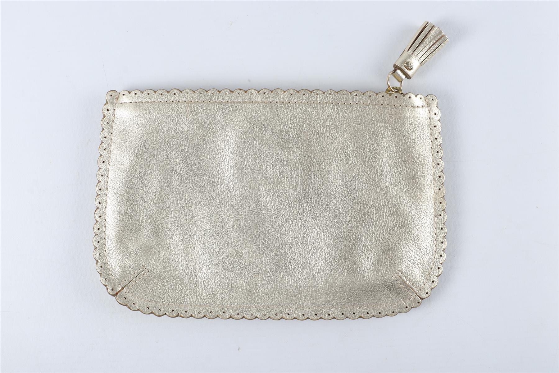 ANYA HINDMARCH GOLD SMALL LEATHER POUCH