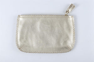 ANYA HINDMARCH GOLD SMALL LEATHER POUCH
