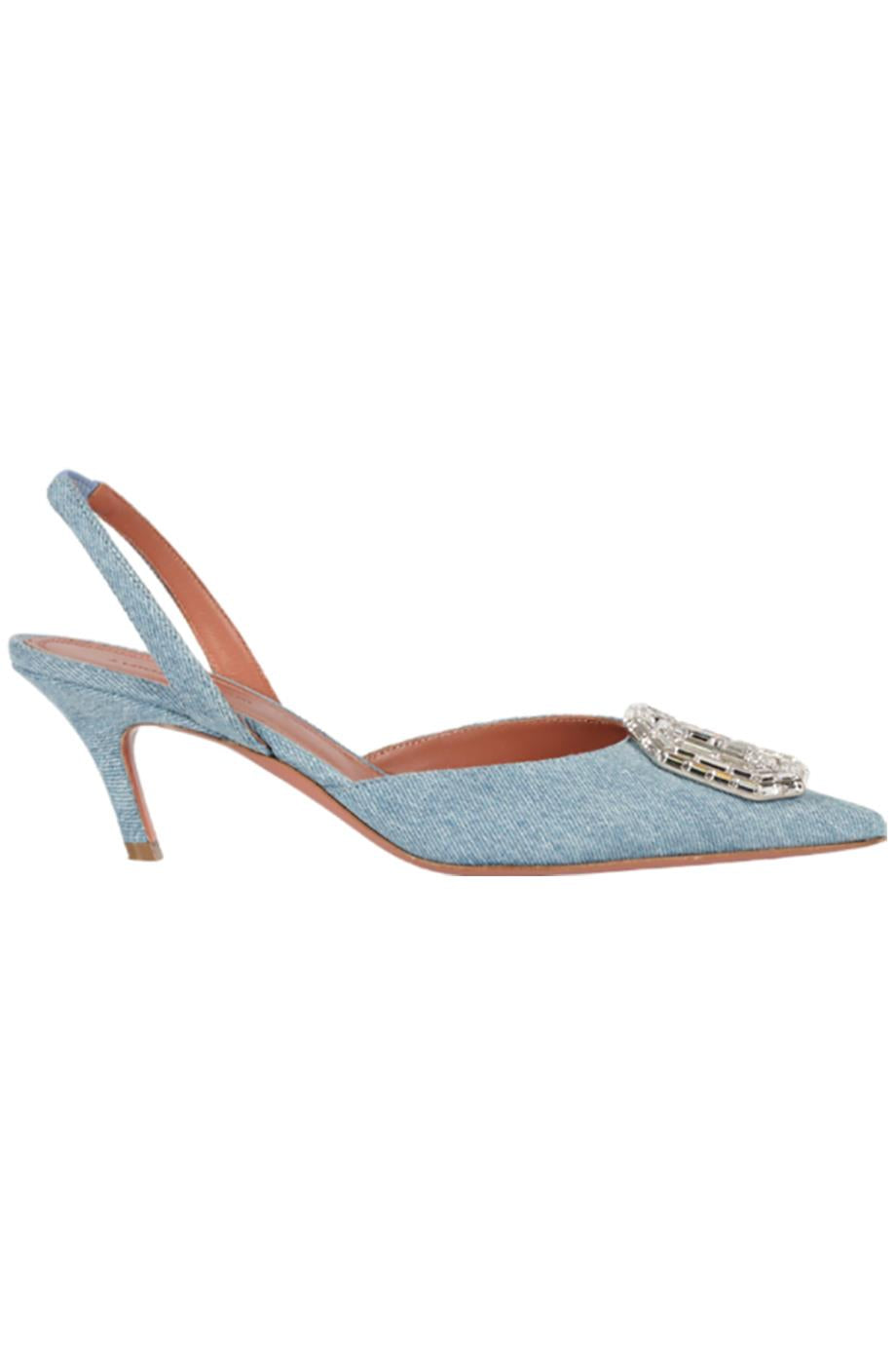 AMINA MUADDI CRYSTAL AND DENIM SLINGBACK PUMPS EU 37.5 UK 4.5 US 7.5