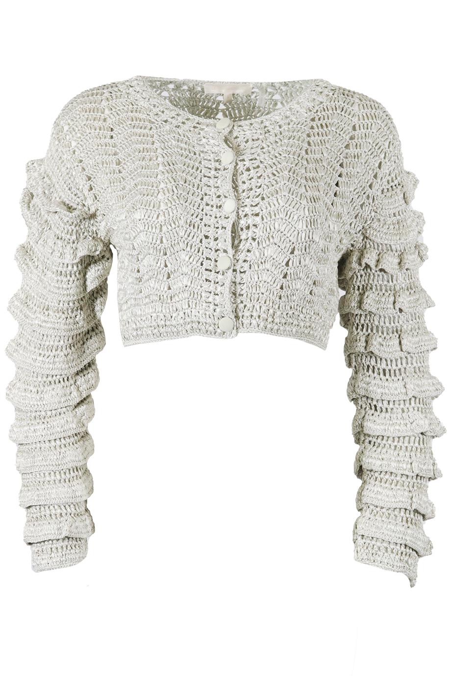 LOVESHACKFANCY CROPPED CROCHET KNIT CARDIGAN MEDIUM