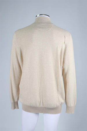 LORO PIANA BEIGE MEN'S CASHMERE SWEATER IT 56