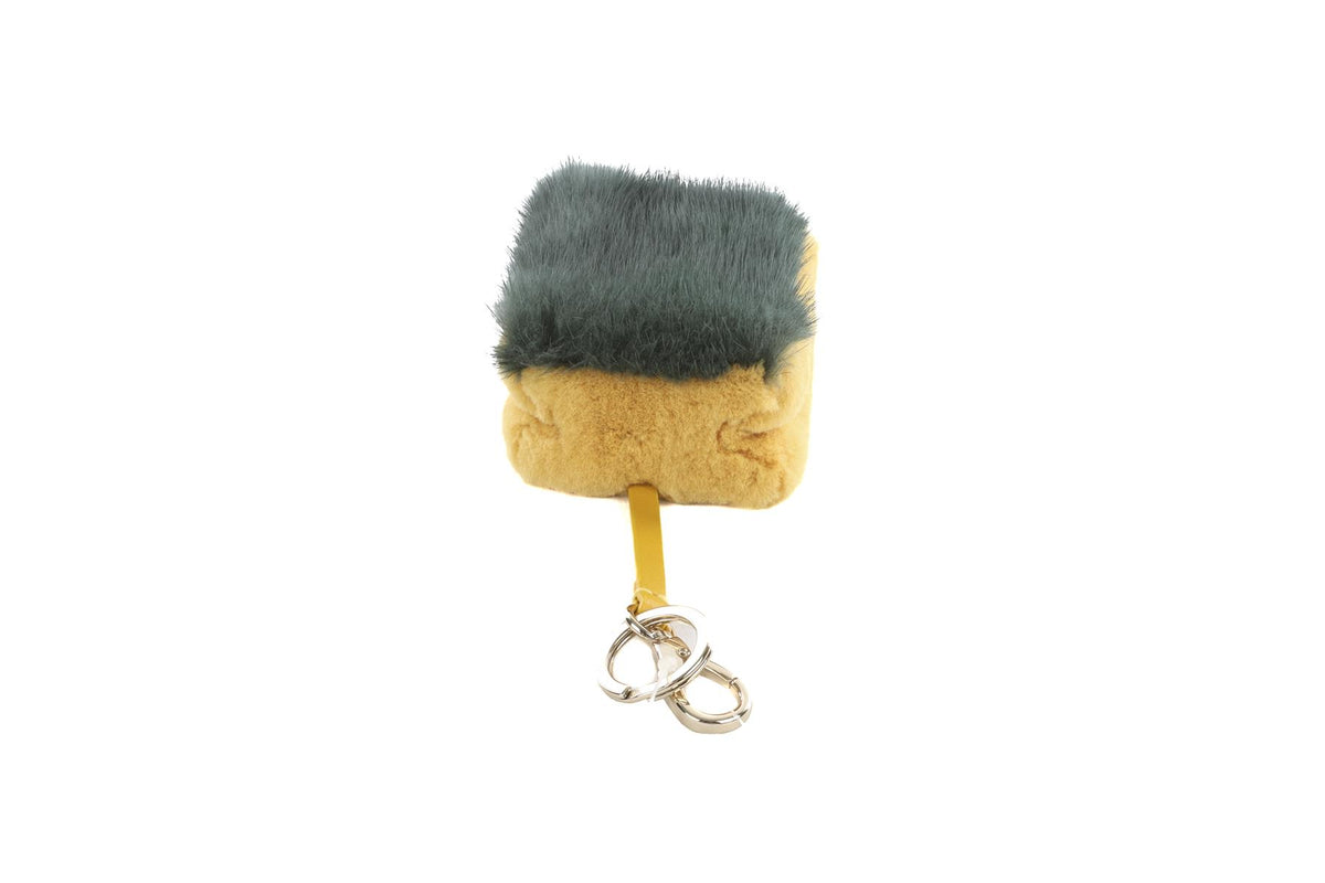 ANYA HINDMARCH YELLOW SCOURER SPONGE FUR KEY CHAIN