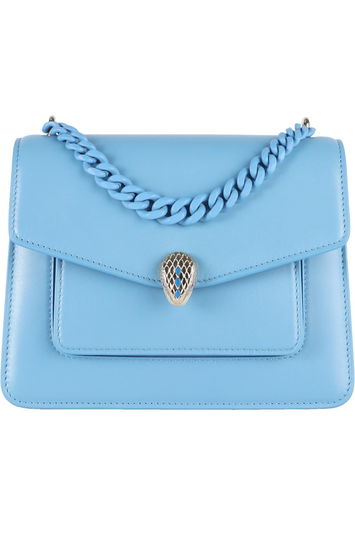 BVLGARI BLUE SERPENTI FOREVER MAXI CHAIN SMALL LEATHER TOTE BAG