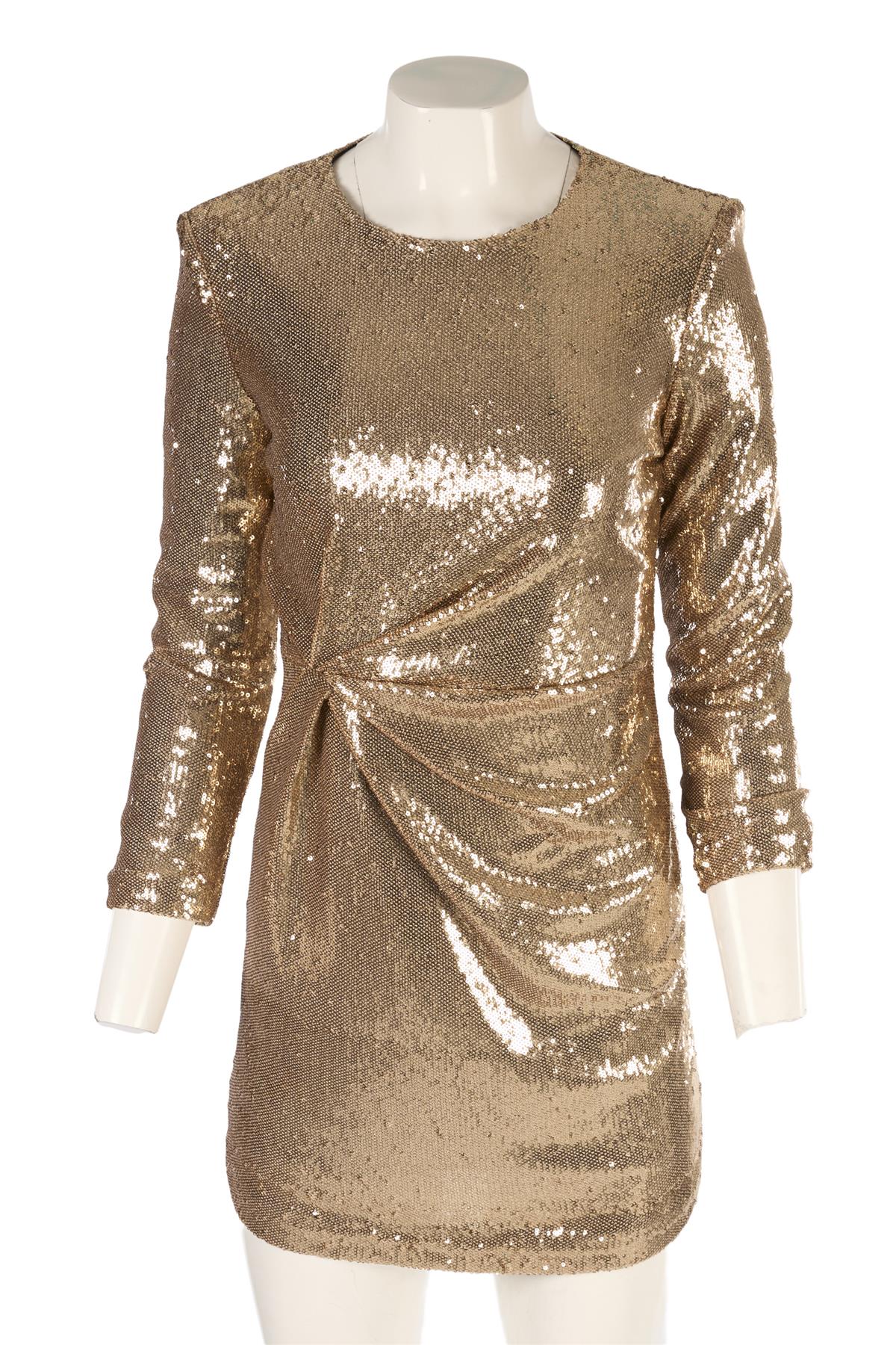 P.A.R.O.S.H GOLD SEQUIN MINI DRESS XSMALL