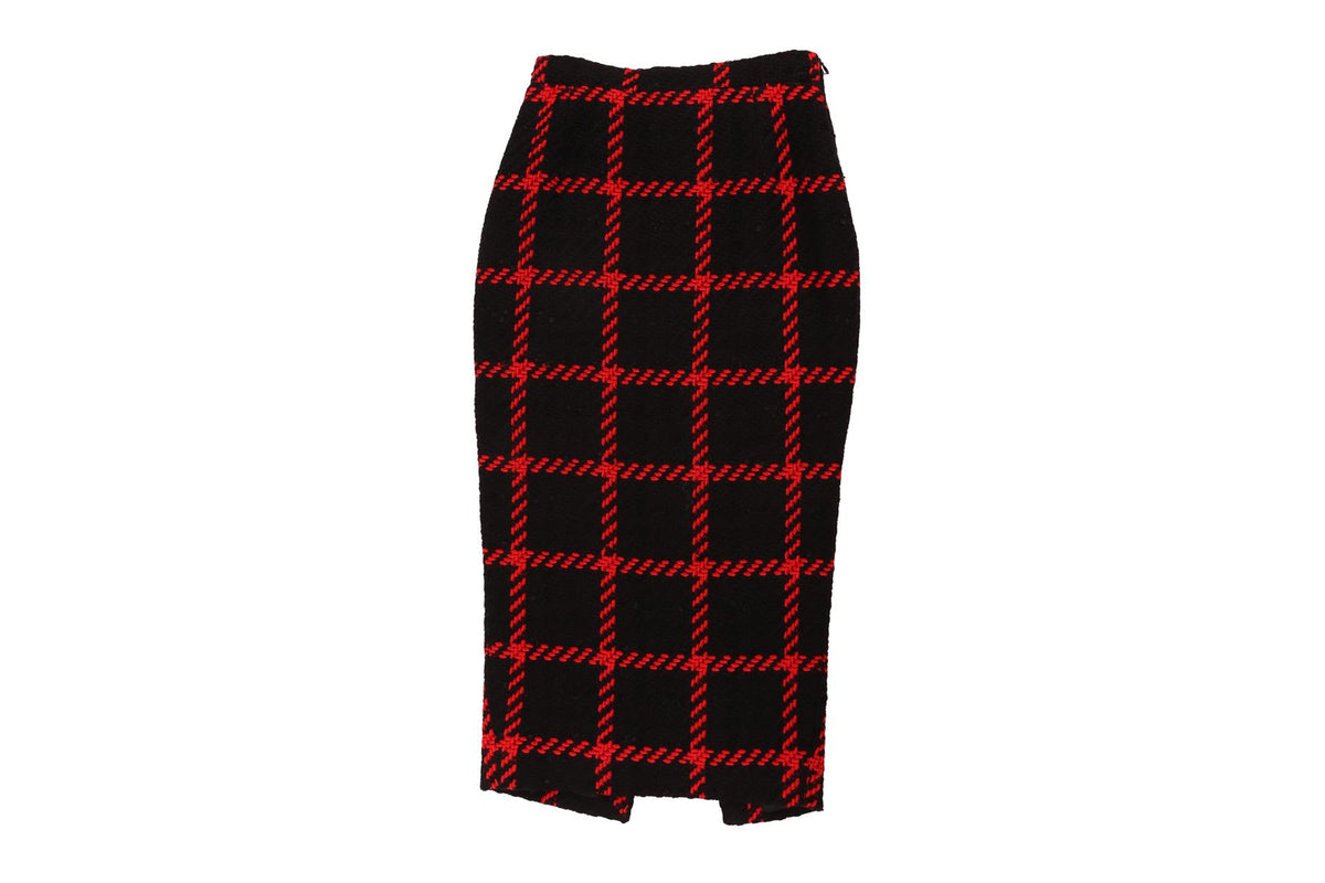 ALESSANDRA RICH BLACK WOOL MIDI SKIRT IT 38 UK 6