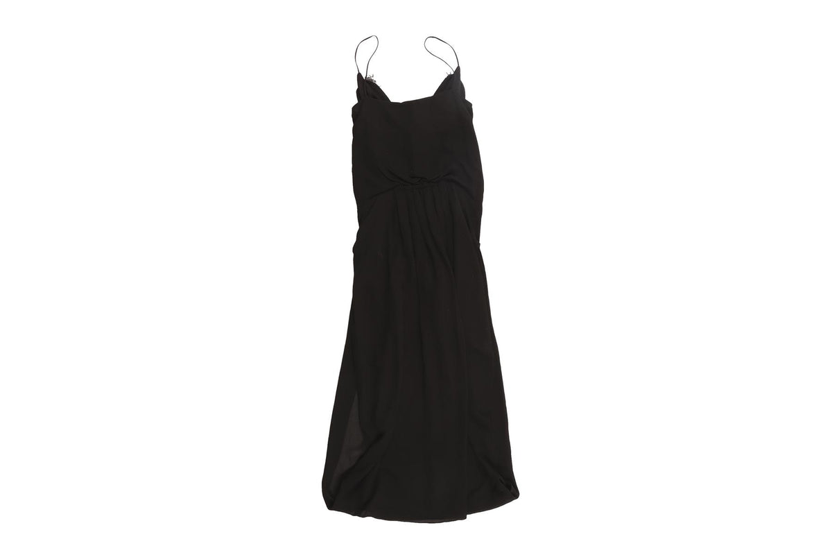 SAINT LAURENT BLACK SILK JUMPSUIT FR 36 UK 8