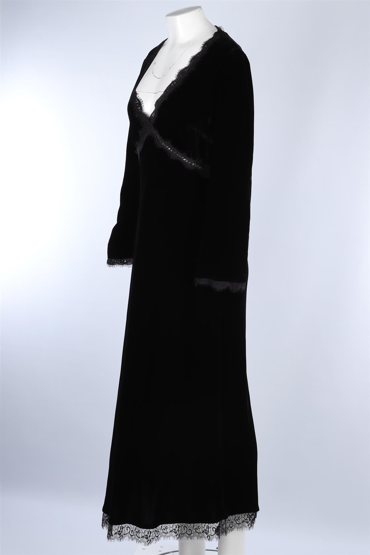 RIXO BLACK VELVET MAXI DRESS UK 14