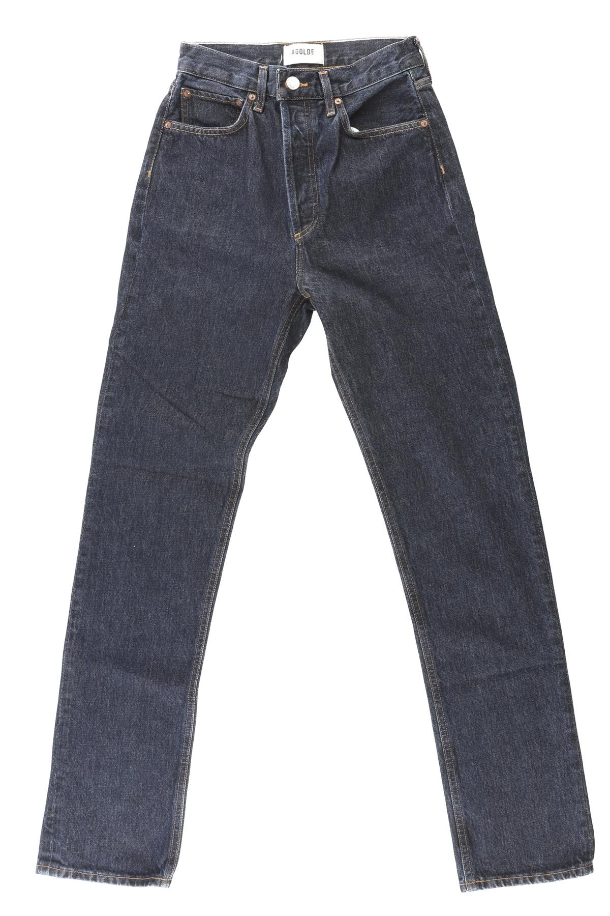 AGOLDE BLUE HIGH RISE STRAIGHT LEG JEANS W24 UK 6