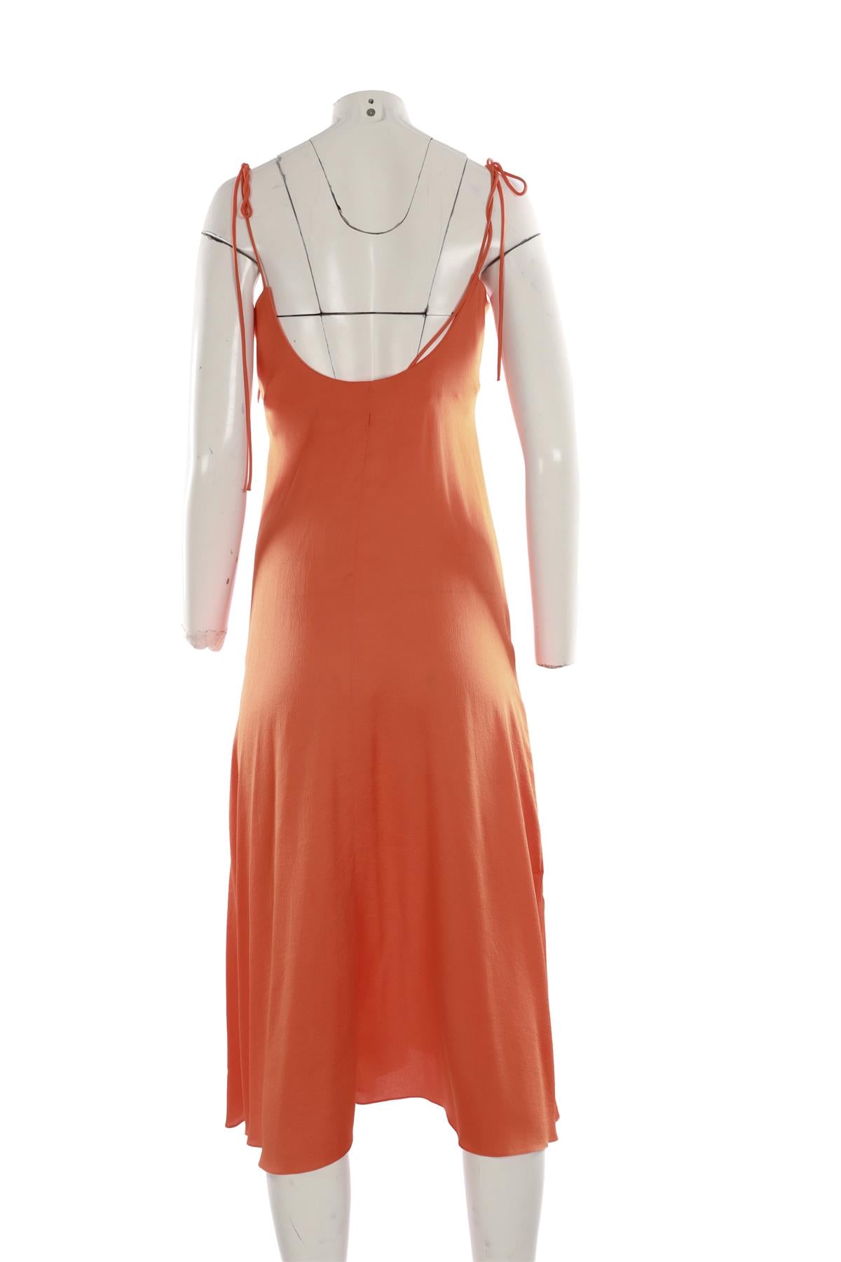 SANDRO ORANGE CREPE MIDI DRESS FR 38 UK 10