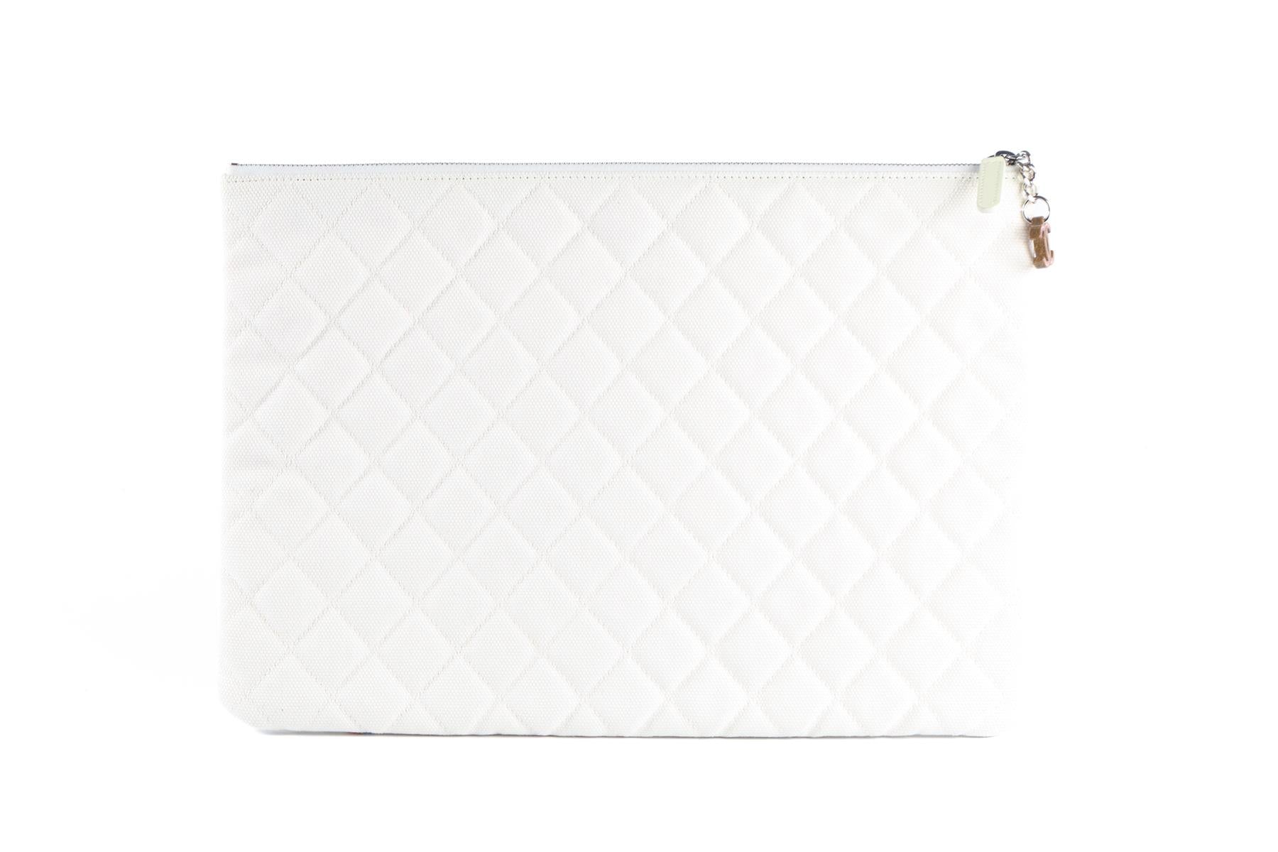 CHANEL WHITE 2017 O-CASE LARGE CANVAS CLUTCH