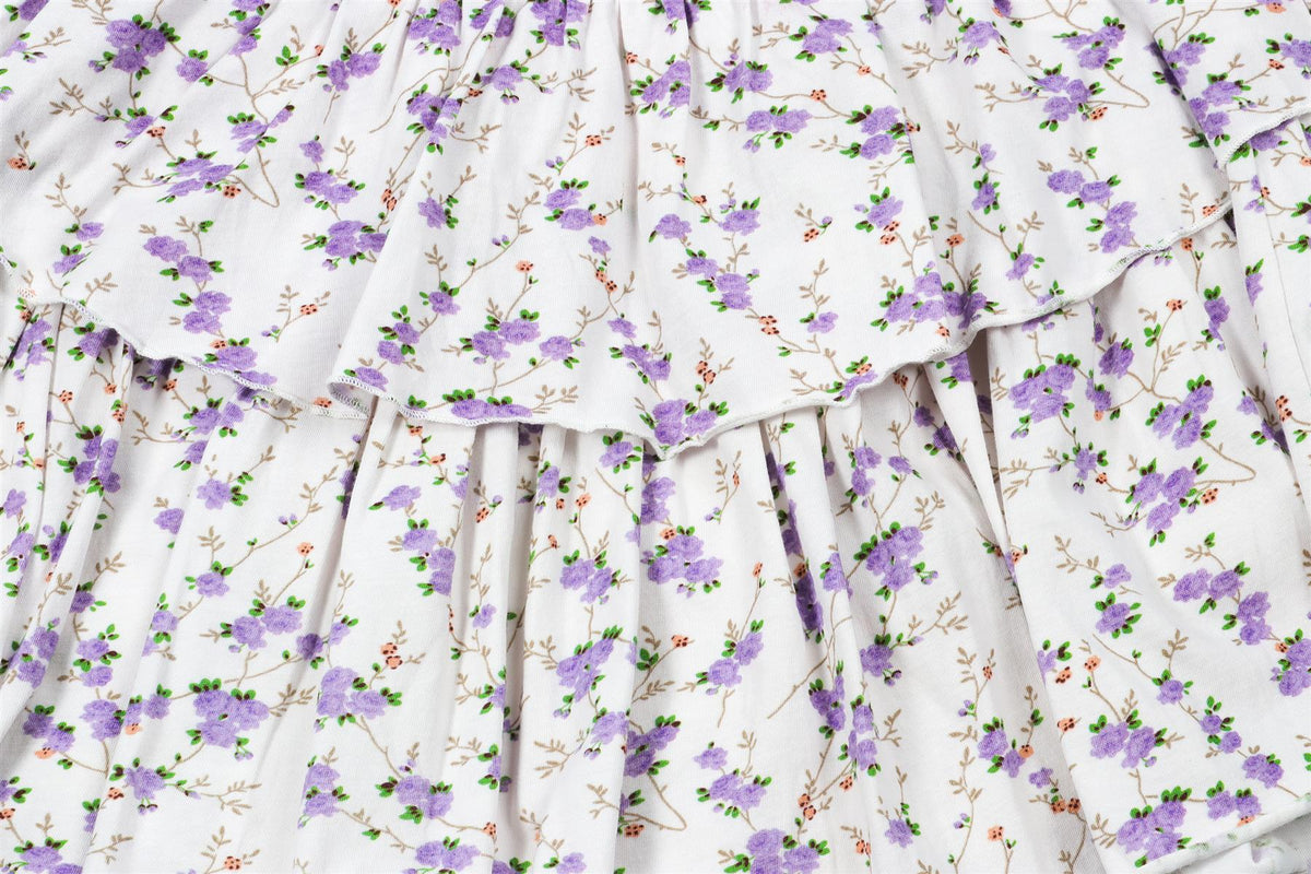 LOVESHACKFANCY PURPLE FLORAL MINI SKIRT XX-SMALL