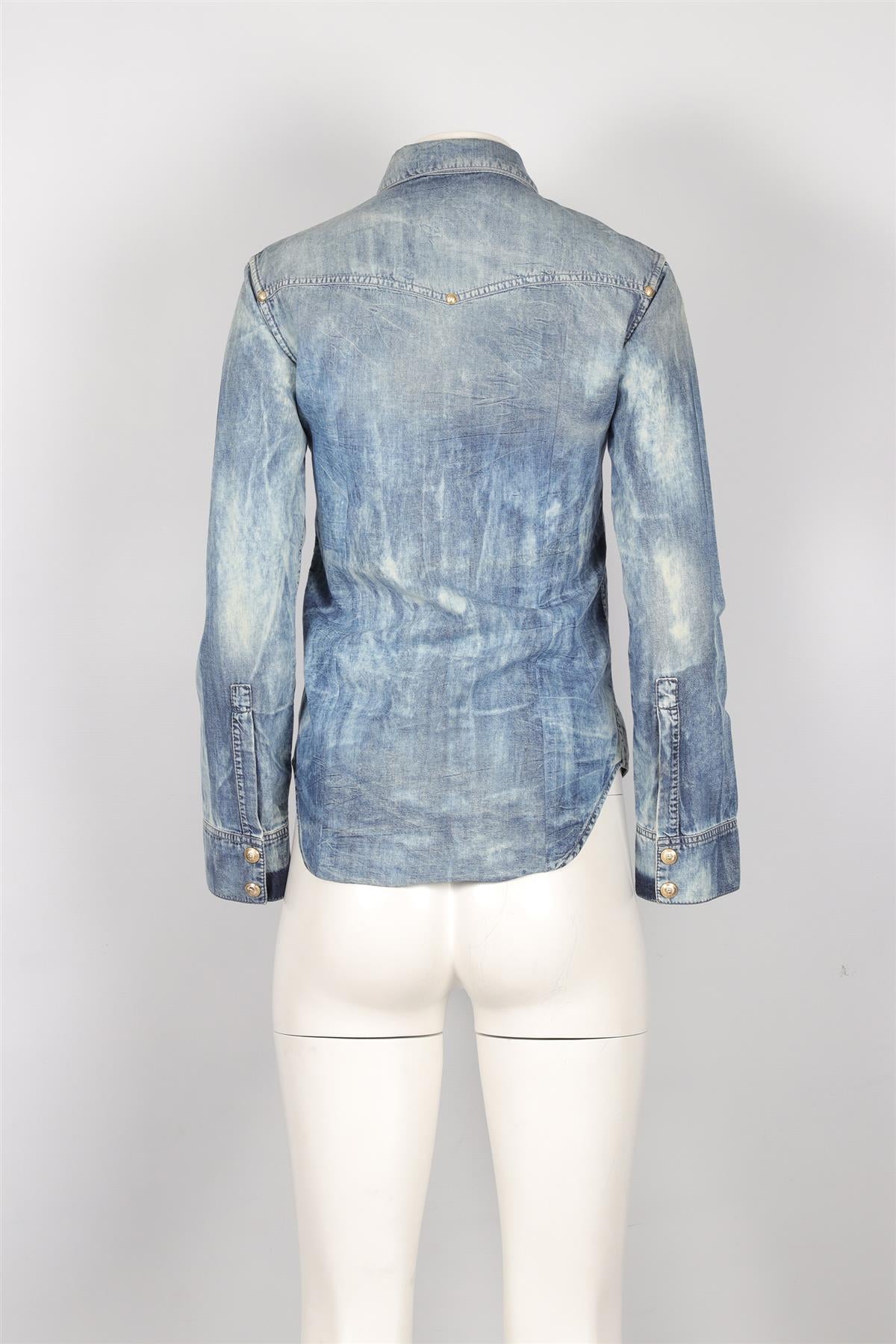 BALMAIN BLUE DENIM SHIRT FR 36 UK 8