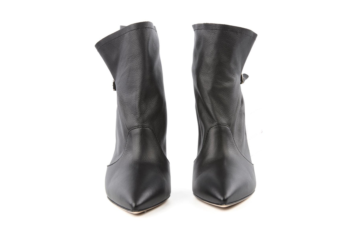 CASADEI BLACK LEATHER ANKLE BOOTS EU 39 UK 6 US 9
