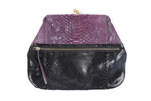 DEVI KROELL PURPLE PYTHON CLUTCH