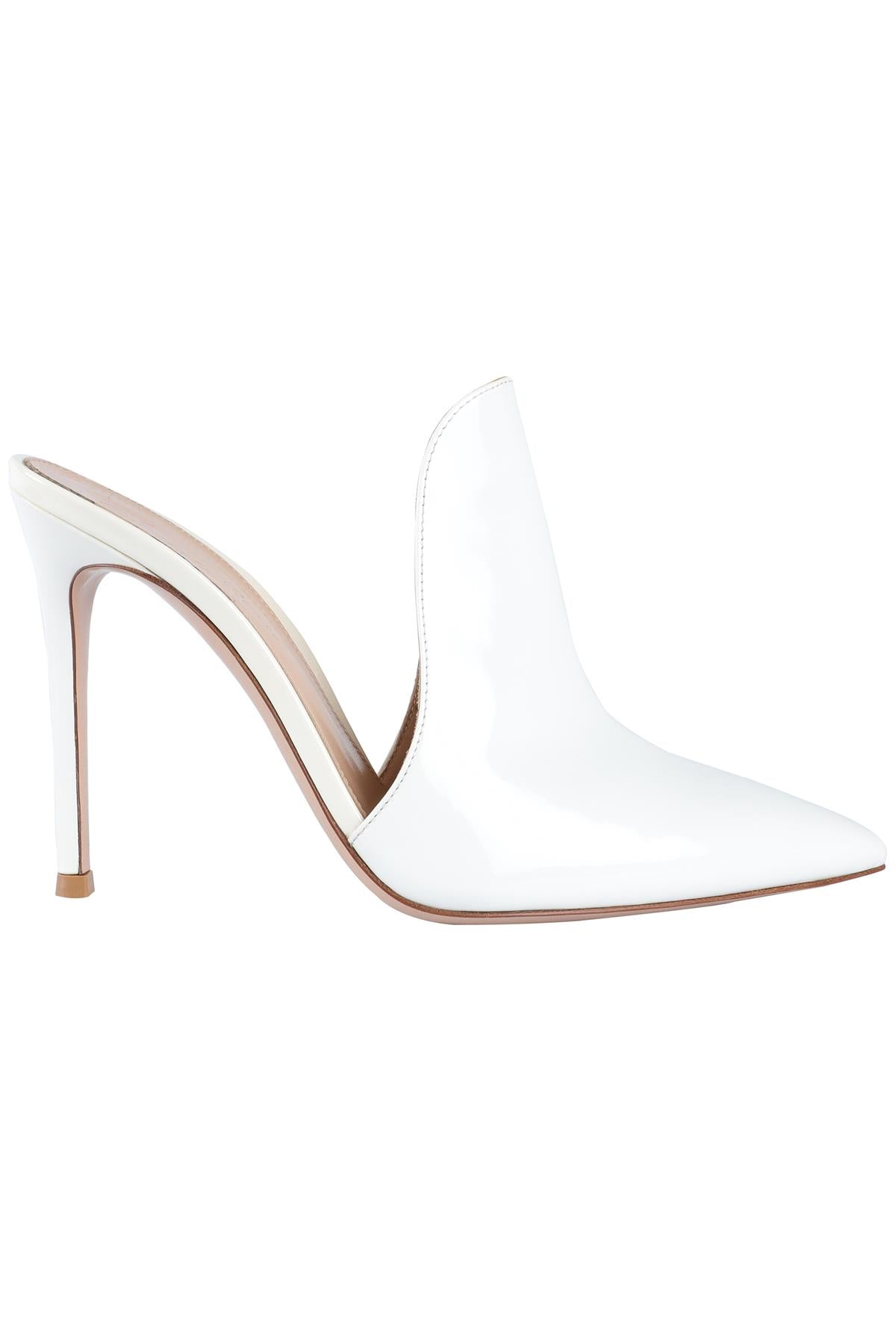 GIANVITO ROSSI WHITE PATENT LEATHER MULES EU 37 UK 4 US 7