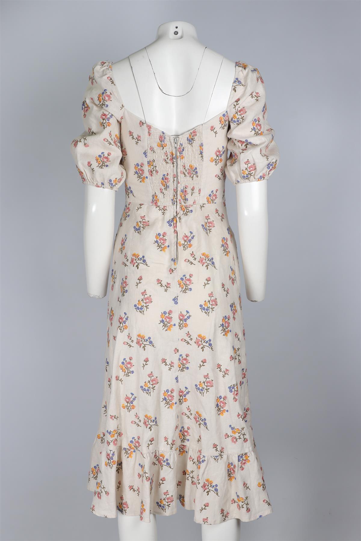 REFORMATION MULTI LINEN MIDI DRESS US 4 UK 8