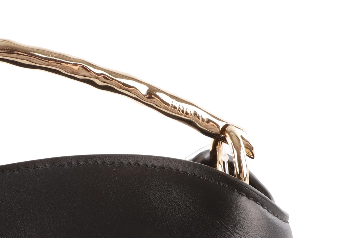 ERDEM BLACK BLOOM MEDIUM LEATHER TOTE BAG