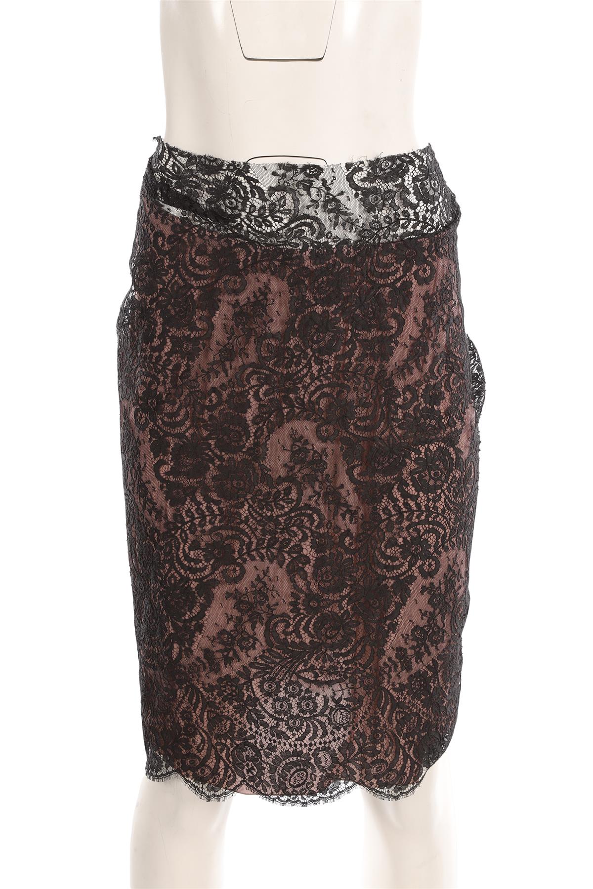LANVIN BLACK LACE MINI SKIRT FR 40 UK 12
