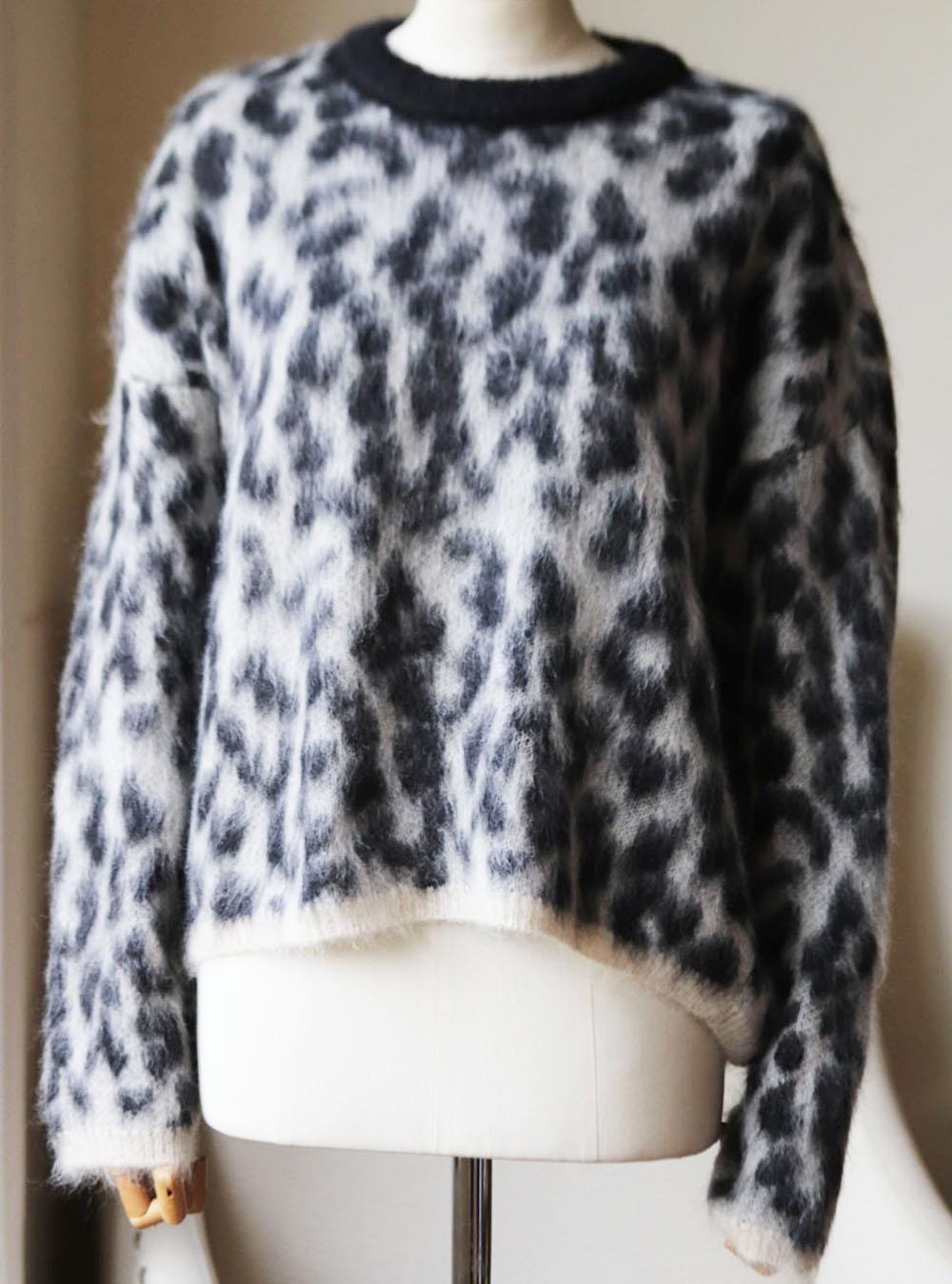 NUDE LEOPARD PRINT MOHAIR AND WOOL BLEND SWEATER IT 44 UK 12