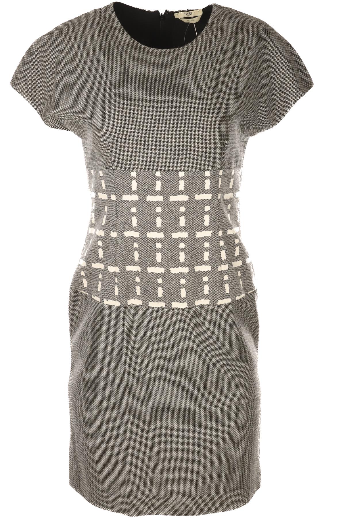 FENDI GREY WOOL MIDI DRESS IT 40 UK 8