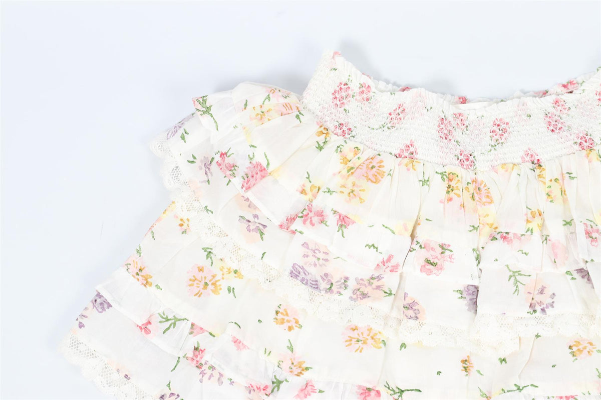 LOVESHACKFANCY WHITE KIDS GIRLS COTTON SKIRT 7-8 YEARS