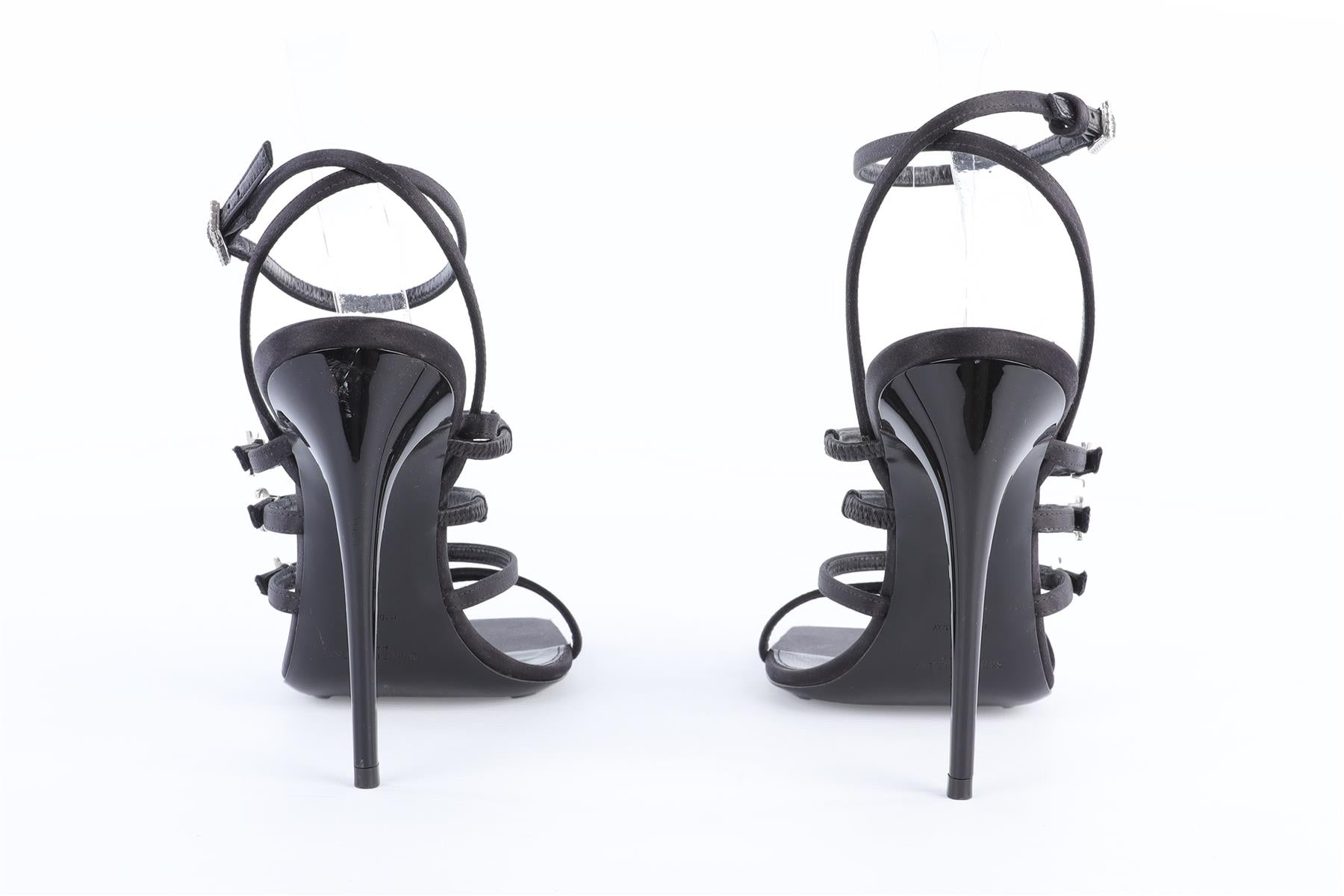 SAINT LAURENT BLACK JERRY SATIN SANDALS EU 39 UK 6 US 9