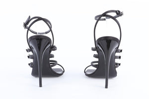 SAINT LAURENT BLACK JERRY SATIN SANDALS EU 39 UK 6 US 9