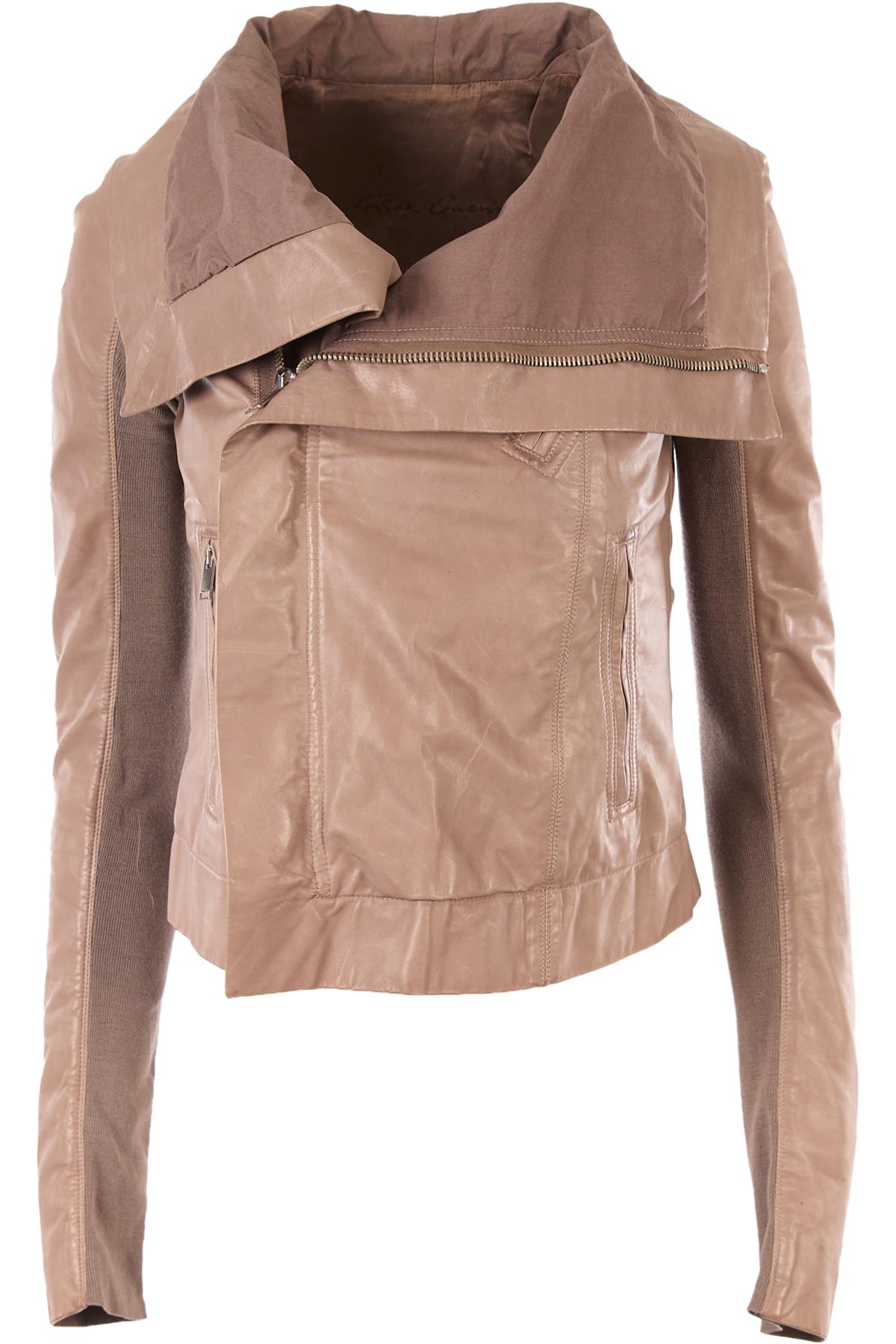 RICK OWENS GREY LEATHER JACKET IT 42 UK 10
