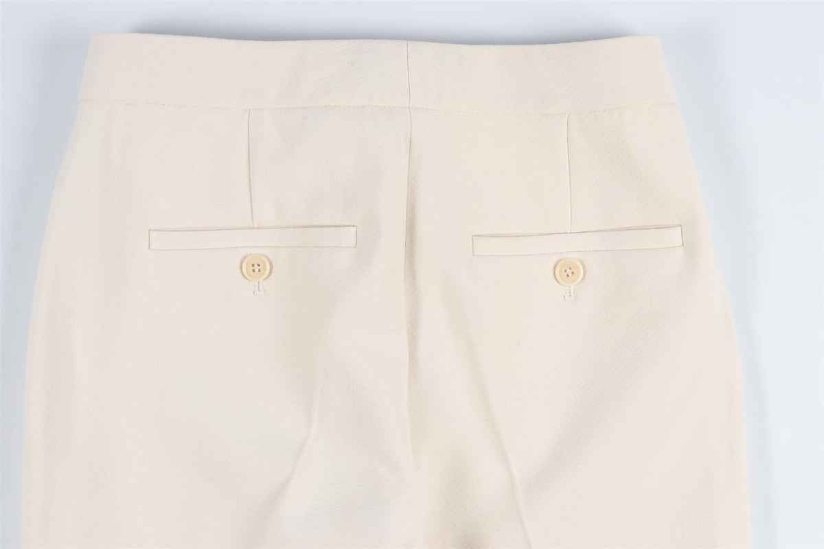 THEORY CREAM WOVEN STRAIGHT LEG TROUSERS US 0 UK 4
