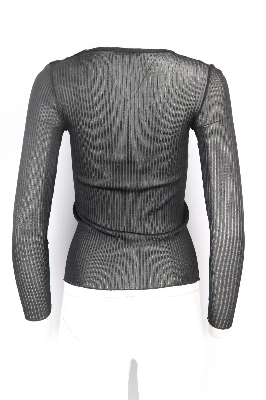 BALMAIN BUTTON EMBELLISHED RIBBED KNIT TOP XSMALL