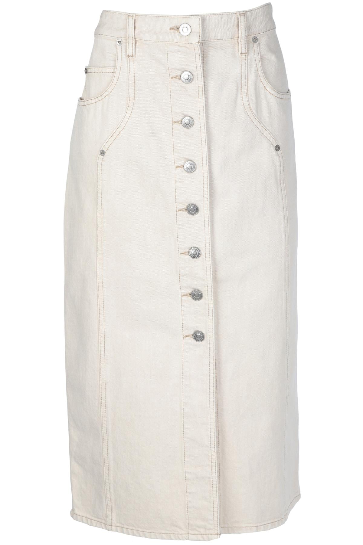ISABEL MARANT BEIGE DENIM MIDI SKIRT FR 42 UK 14